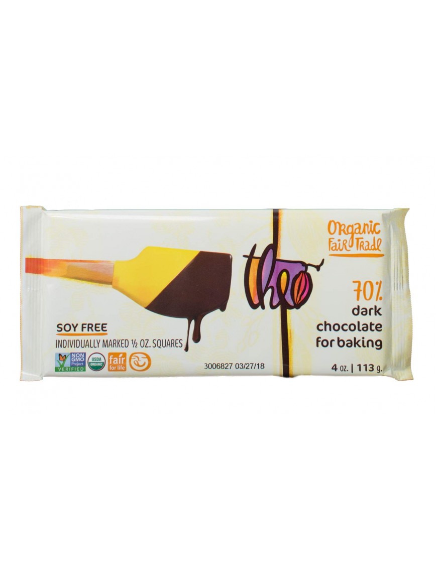 Theo Organic Fair Trade 70% Dark Chocolate Baking Bars (10x4 OZ)