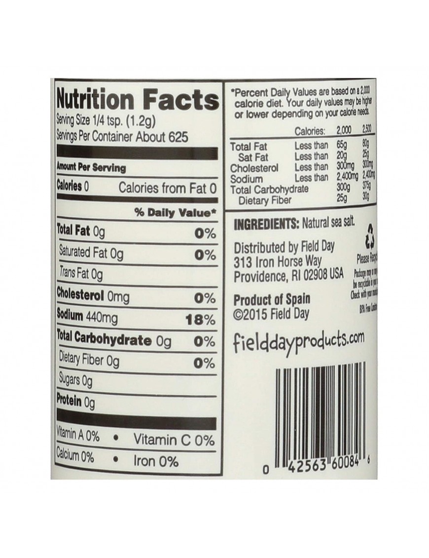 Field Day Fine Mediterranean Sea Salt (20x26.5 Oz)