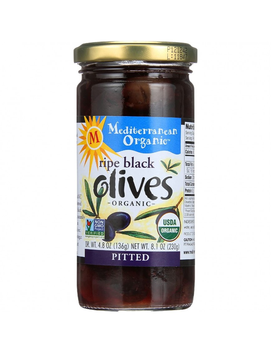 Mediterranean Organics Ripe Pitted Black Olives (12x8.1Oz)