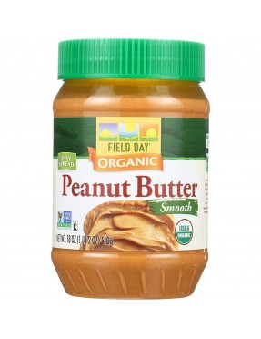 Field Day Organic Easy Spread Peanut Butter, Smooth, Salted (12x18Oz)