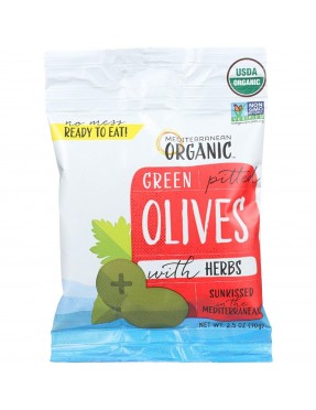 Mediterranean Organic Green Pitted Olives (12x2.5 OZ)