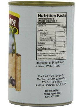 Santa Barbara Black Medium Pitted Olives (12x6 Oz)