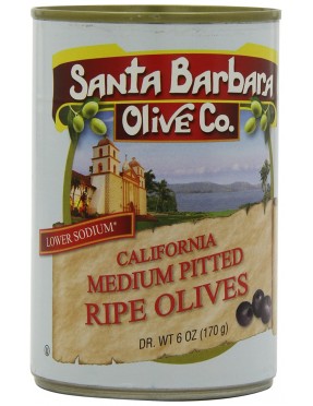 Santa Barbara Black Medium Pitted Olives (12x6 Oz)