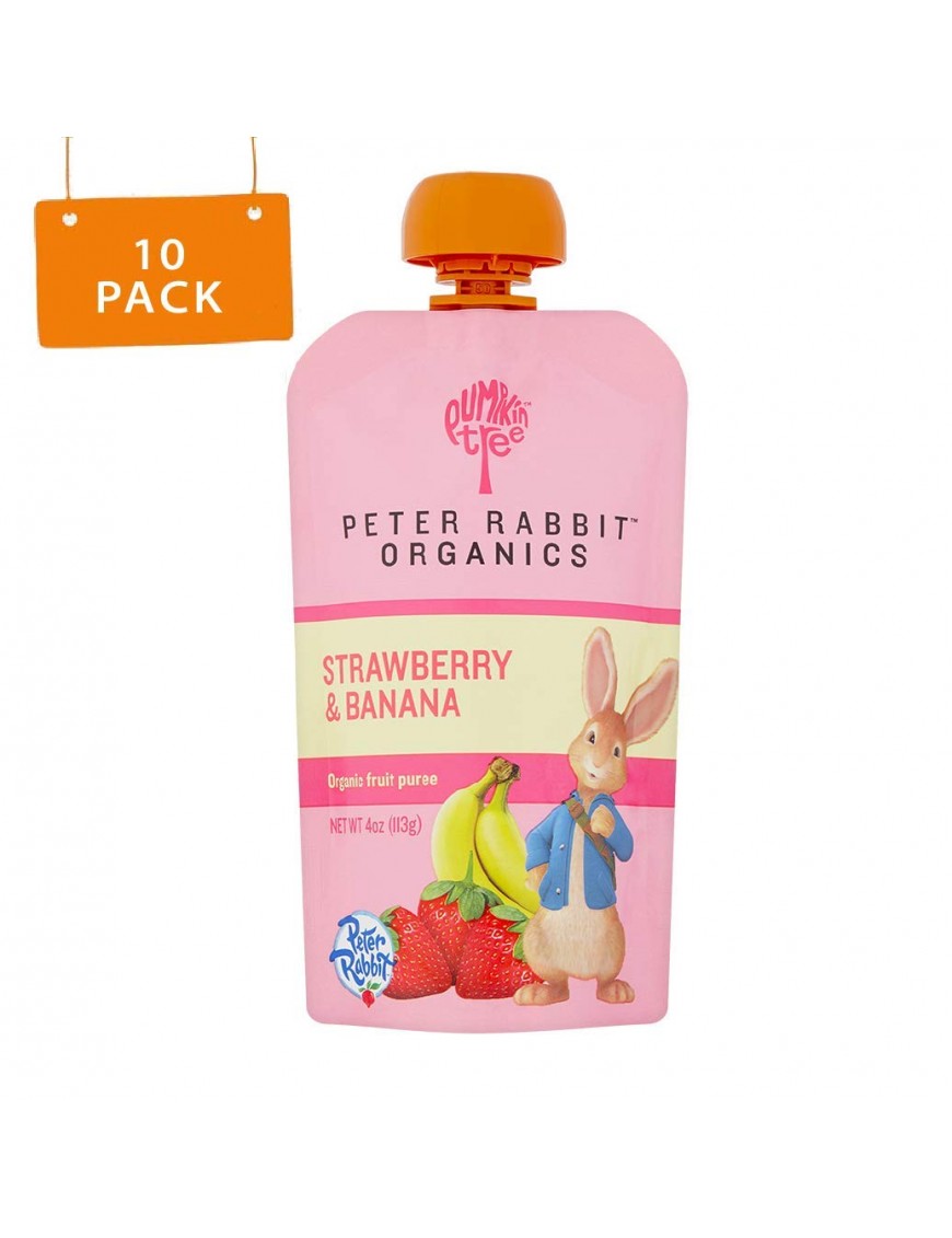 Peter Rabbit Organics Organic Fruit Snack 100% Pure Strawberry And Banana (10x4Oz)