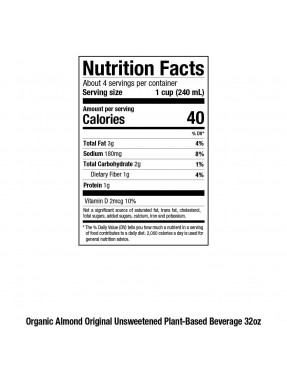 Pacific Natural Unsweetened Original Almond Beverage (12x32 Oz) 