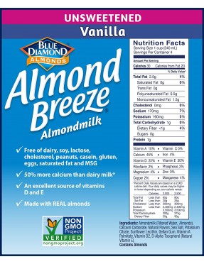 Blue Diamond Vanilla Almond Breeze Unsweetened (12x32 Oz)