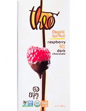 Theo Chocolate Raspberry, Dark Chocolate 70% (12x3 OZ)