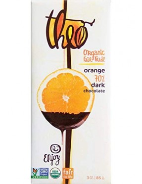 Theo Chocolate Dark Chocolate Bar With Orange (12x3Oz)