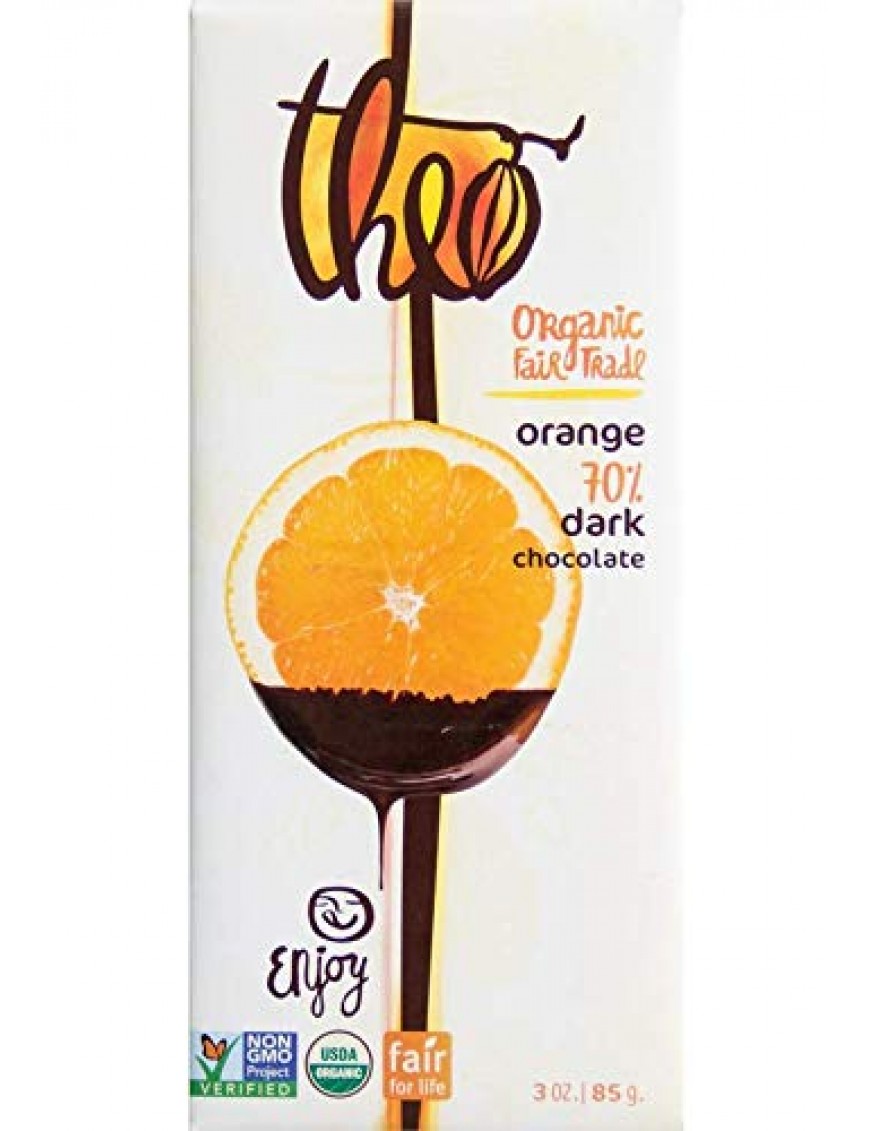 Theo Chocolate Dark Chocolate Bar With Orange (12x3Oz)