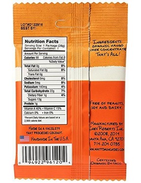 Matt's Munchies Organic Mango Fruit Snack (12x1 OZ)