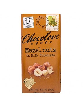 Chocolove Milk Chocolate Bar With Hazelnut (12x3.2 Oz)