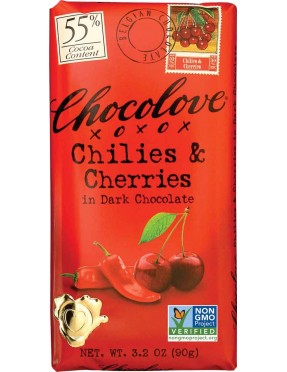 Chocolove Dark Chilies & Cherry Bar (12x3.2 Oz)