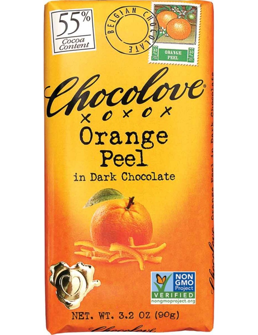 Chocolove Dark Chocolate Orange Peel Bar (12x3.2 Oz)