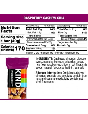 Kind Fruit & Nut Bar Raspberry Cashew & Chia Bars (12x1.4 OZ)