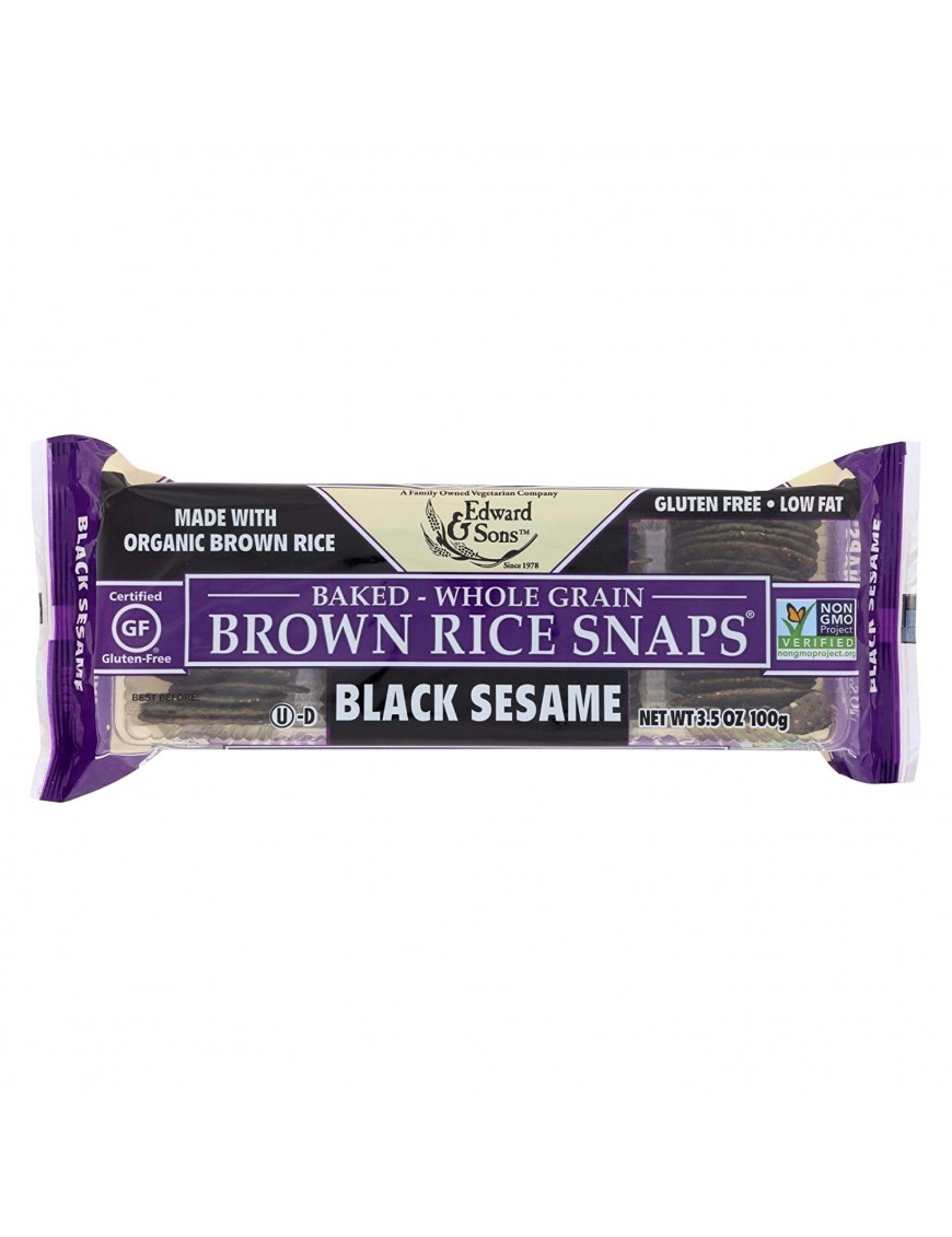 Edward & Sons Black Sesame Brown Rice Snaps (12x3.5 Oz)