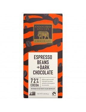 Endangered Species Dark Chocolate Bar Espresso Tiger (12x3 Oz)