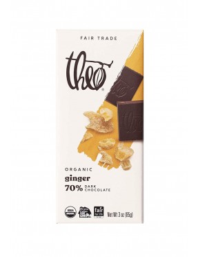 Theo Chocolate Ginger, Dark Chocolate 70% (12x3 OZ)