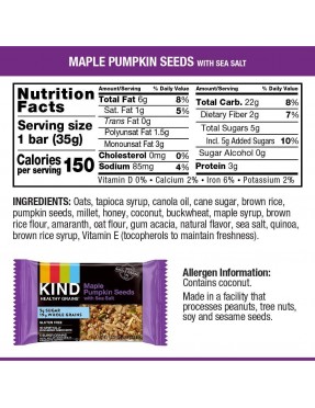 Kind Gran Bar, Maple Pmkn Sd W/Sslt (8/5x1.2 OZ)