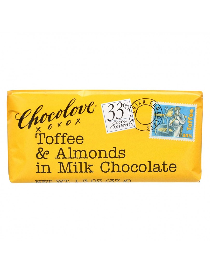 Chocolove Milk Chocolate Toffee & Almond Mini Bar (12x1.3 Oz)