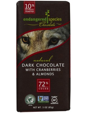 Endangered Species Dark Chocolate Bar Almond & Cranberries (12x3 Oz)