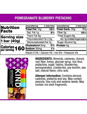 Kind Pomegranate Pistachio+Antioxidants Bar (12x1.4 Oz)