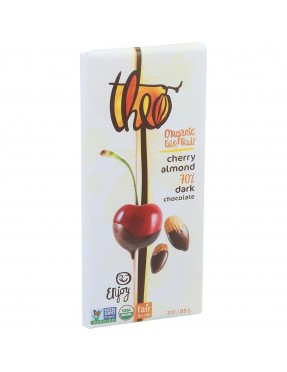 Theo Chocolate Dark Chocolate Cherry & Almond Bar (12x3Oz)