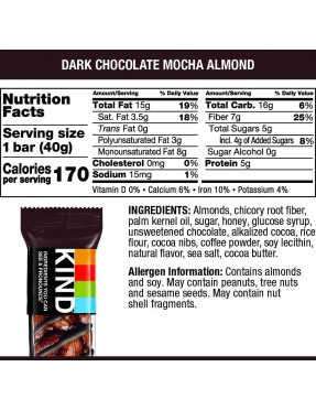 Kind Nuts & Spices Dark Chocolate Mocha Almond Bar (12x1.4 OZ)