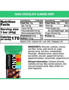 Kind Dark Chocolate Almond Mint Bars (12x1.4 OZ)