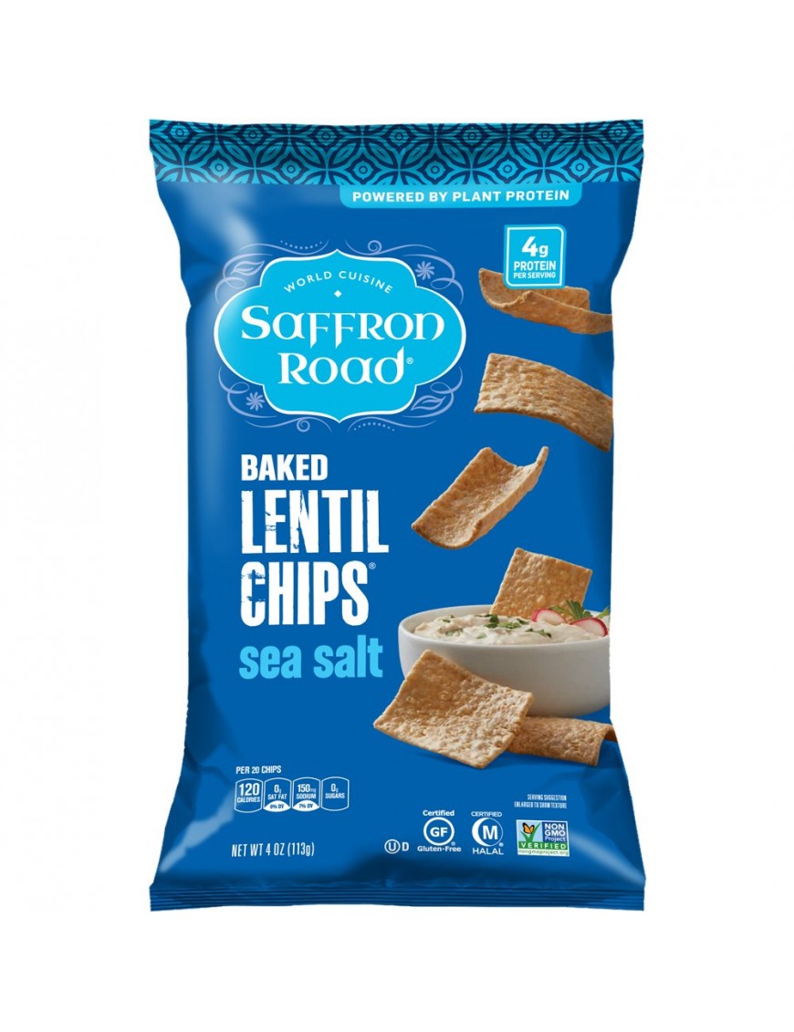 Saffron Road Baked Lentil Chips Sea Salt (12X4 OZ)