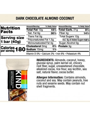 Kind Dark Chocolate Almond and Coconut Bars (12x1.4 OZ)