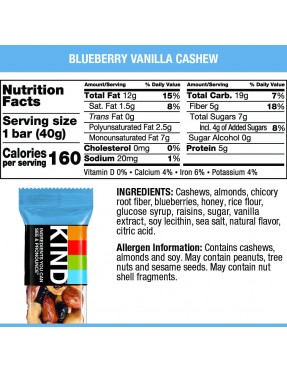 Kind BluBerry Van Cshw Bar (12x1.4OZ )