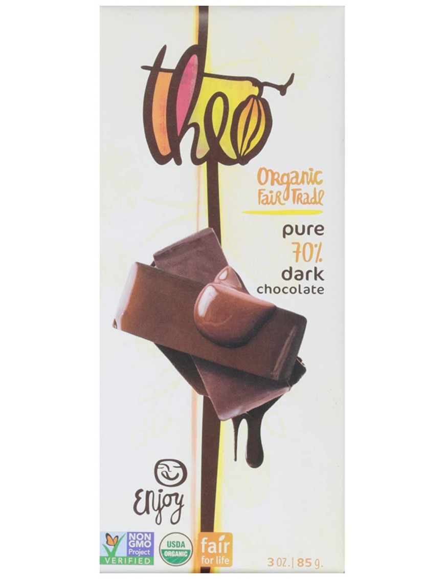 Theo Chocolate Dark Chocolate 70% Cacao Bar (12x3Oz)