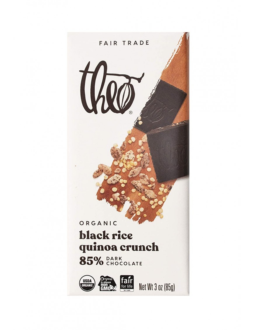 Theo Black Rice Quinoa Crunch 85% Dark Chocolate (12x3 OZ)