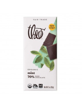 Theo Chocolate Dark Chocolate Mint Bar (12x3Oz)