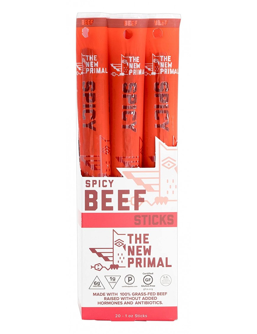 The New Primal Grass Fed Spicy Beef Sticks (20x1 OZ)