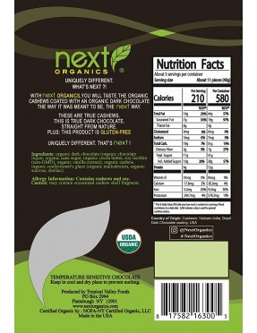 Next Organics Dark Chocolate Cashews (6x4 OZ)