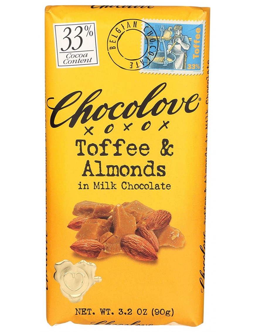 Chocolove Milk Choc Toffee & Almond Bar (12x3.2 Oz)