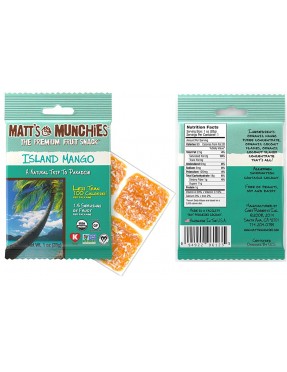 Matt's Munchies Organic Island Mango Fruit Snack (12x1 OZ)