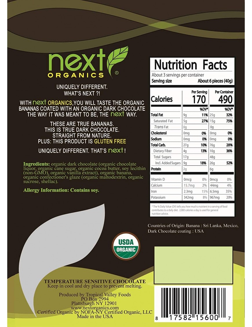 Next Organics Organic Dark Chocolate Bananas (6x4 OZ)