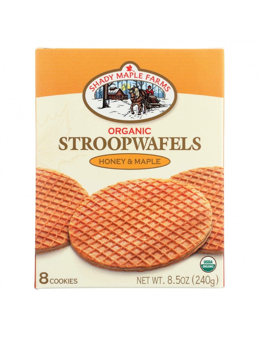 Shady Maple Farms Organic Stroopwafel Cookie-Waffles- Honey And Maple (8x8.5Oz)