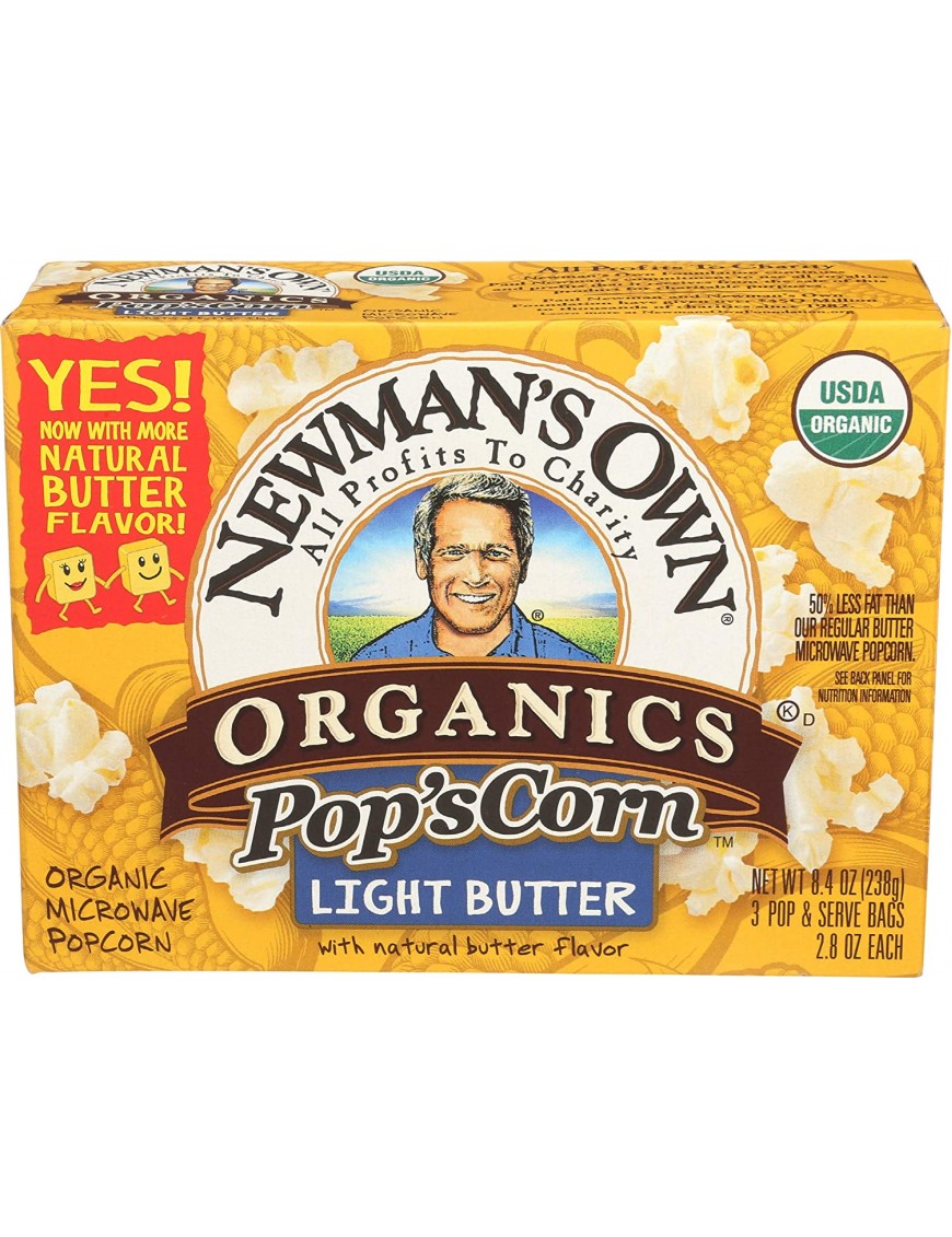 Newman's Own Organics Microwave Light Butter Pop's Corn (12x3x2.8 Oz)