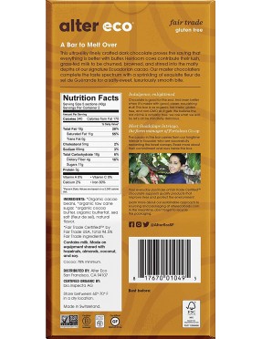 Alter Eco Dark Salted Brown Butter Organic Chocolate (12x2.82 OZ)