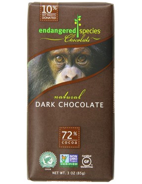 Endangered Species Smooth Dark Chocolate Bar Chimpanzee (12x3 Oz)