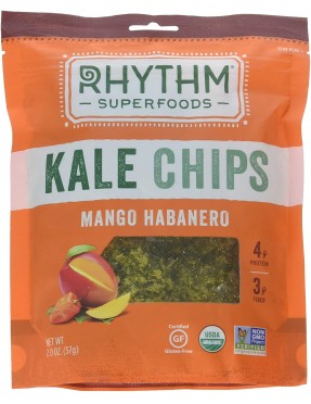 Rhythm Kale Chips, 95+% Organic, Mango Habanero (12x2Oz)