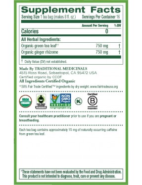 Traditional Medicinals Green Tea With Ginger (6x16 Bag)