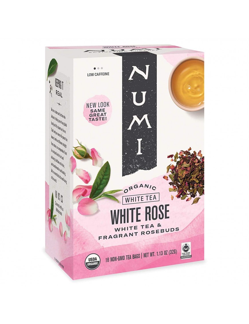 Numi Tea Organic Tea White Rose, Full Leaf White Tea (6x16 Bag )