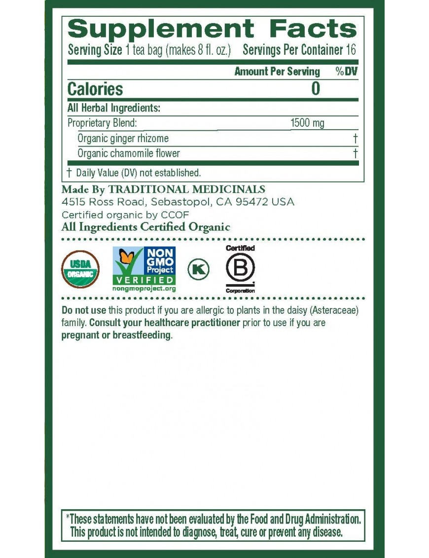 Traditional Medicinals Golden Ginger Tea (6x16 Bag)