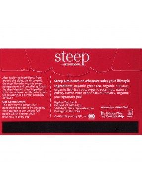 Bigelow Tea Steep Organic Green Tea with Pomegranate (6x20 BAG )