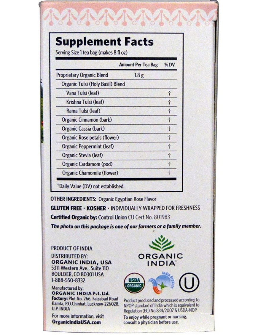 Organic India Tulsi Cinnamon Rose Tea(6x18 CT)