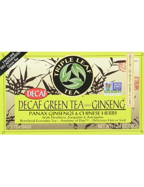 Triple Leaf Tea Green Tea with Ginseng Decaffeinated (6 x 20 Bags)